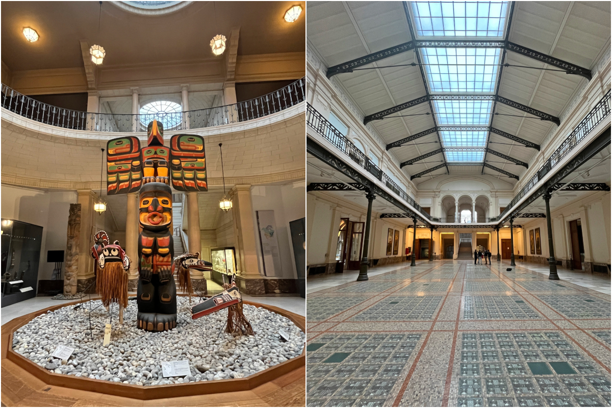 musées bruxelles musée art et histoire totem géant statues intérieur vitré avec verrière