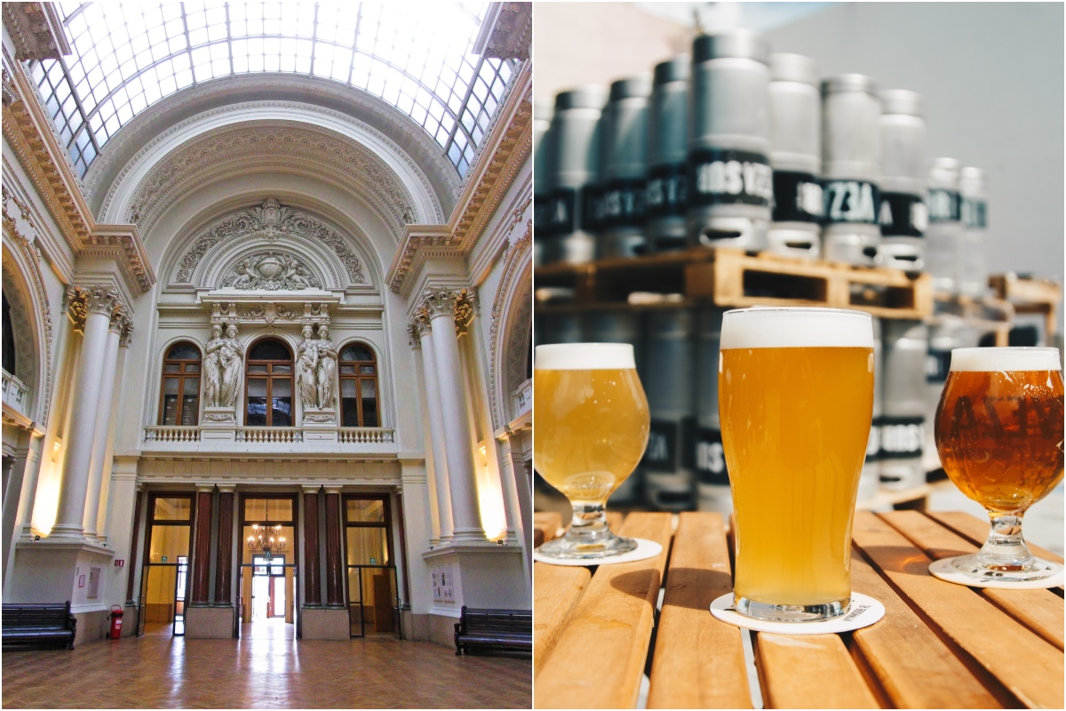 belgian beer world intérieur de la bourse de bruxelles verrière verres de bière